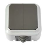 Выключатель 2кл ОП серый Пралеска АКВА IP54 10А (А5 6-224(03))