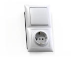 Блок комб. СП (1кл. выкл + розетка с/з) СЕЛЕНА БКВР-411 Кунцево