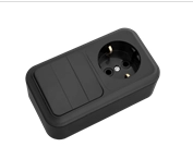 Блок комб. ОП гориз. ( 3кл. выкл.+ розетка с/з) черный Пралеска (3В-РЦ-531Ч)