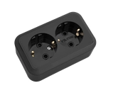 Розетка 2-ая с/з черный ОП 16А, 220В Пралеска (РА16-261Ч)