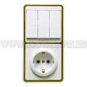 Блок комб. СП (3кл. выкл + розетка с/з) с ЗОЛОТОМ Бэлла БКВР-033з