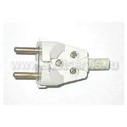 Вилка б/з белая кембрик 6А 250В, универсальная, плоская в инд. упаковке Минск (В6-215)