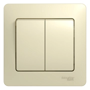 Выключатель 2кл бежевый СП, 10А ( в сборе с рамкой) GLOSSA