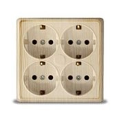 Розетка 4-ая квадратная с/з СОСНА ОП 16А, 220В Олимп (1177)