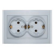 Розетка 2-ая с/з серебро СП, 16А, 220В (7949780) Бриллиант