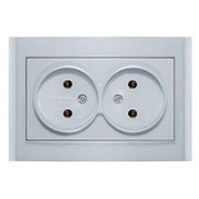 Розетка 2-ая б/з серебро СП, 16А, 220В (7949766) Бриллиант