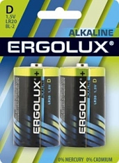 Батарейка LR20 / D ERGOLUX Alkaline BL*2