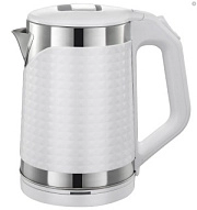 Чайник сталь/пластик электрический MAX-106 2,0л/1800Вт, дисковый нагр. элемент, белый с рельефным корпусом MAXTRONIC