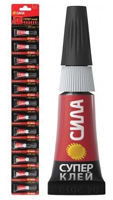 Супер-клей 1г, (12  на карте), арт. SSBL12-1 СИЛА