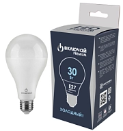 Лампа светодиодная 30W E27 A80 6500K 220V (LED PREMIUM A80-30W-E27-WW) Включай РОССИЯ