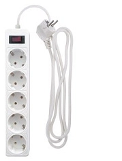 Сетевой фильтр 5*5м с з/к (белый) TANGO 10А