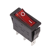 Выключатель клавишный 250V ON-OFF, 15А (1*3с), красный с подсветкой REXANT