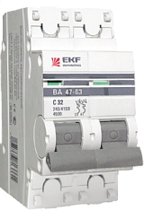 Автоматический выключатель ВА47-63 2Р 10А 4,5кА х-ка С ЭКФ PROxima