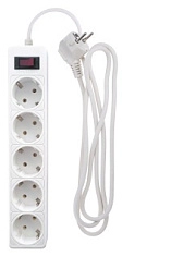 Сетевой фильтр 5*1,8м с з/к (белый) TANGO 10А