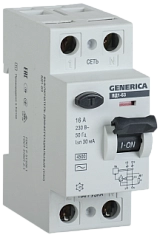 Выключатель дифференциальный УЗО 2Р 16А 30мА ВД1-63 GENERICA (ИЭК)