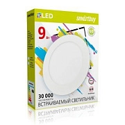 9W Даунлайт круг 6500К 720Lm IP20 (SBL-DL-9-65K) металл, d наруж.= 145мм, h=10мм (врезное отв. 130мм), корпус белый Smartbuy (1/40)