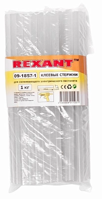 Клеевой стержень 11/270 мм, Пакет, Прозрачный, 1 кг/уп. (0,5 кг - 0,5 кг), REXANT