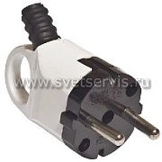 Вилка с/з белая угловая с ушком кембрик 16А 250В в инд.упаковке Универсал (А112)