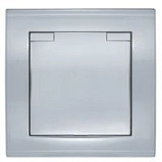 Розетка с/з серебро с крышкой СП, 16А, 220В (7949896) Бриллиант