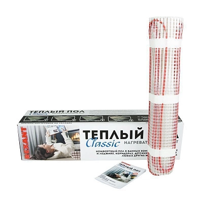 Тёплый пол (нагревательный мат) Classic RNX -2,5-375 (площадь 2,5 м2 (0,5 х 5,0 м)),375Вт, двухжильный с экраном REXANT
