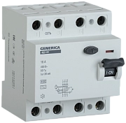 Выключатель дифференциальный УЗО 4Р 25А 30мА ВД1-63 GENERICA (ИЭК)