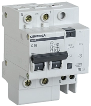 Дифференциальный автоматический выключатель АД 12 2Р 16А 30мА GENERICA (ИЭК)