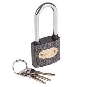 Замок навесной металлический, серия "Чугун" 40 мм ДЛИННАЯ ДУЖКА Четыре Сезона