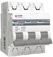 Автоматический выключатель ВА47-63 3Р 10А 4,5кА х-ка С ЭКФ PROxima