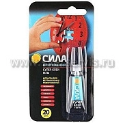 Супер-клей гель 3 г, (12  на карте), арт. SSGBL12-3 СИЛА