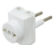 Тройник-переходник б/з 10А "козья ножка" белый