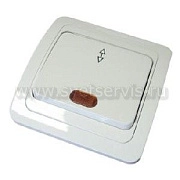 Выключатель 1кл. проходной с подсветкой белый СП, 10А, 220В (В0125) Валери