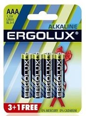 Батарейка LR 03 / ААА ERGOLUX Alkaline BL*3+1 АКЦИЯ