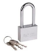 Замок навесной металлический, серия "Сталь" 50 мм ДЛИННАЯ ДУЖКА Четыре Сезона