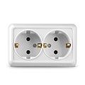 Розетка 2-ая с/з белый ОП 16А, 220В Олимп (О0128)
