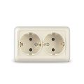 Розетка 2-ая с/з бежевая ОП 16А, 220В Олимп (Б-О0128)