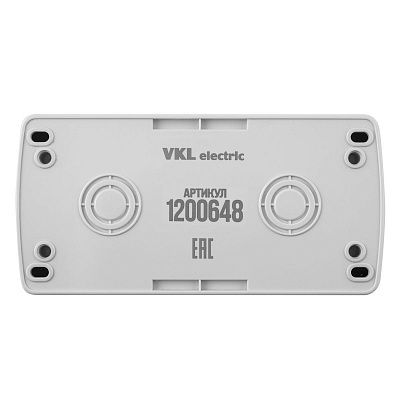 Блок розетка с/з с крышкой + 2 кл выключатель серый ОП, IP54 VKL electric (1/5/60)