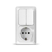 Блок комб. ОП верт (2кл. выкл + розетка с/з) Олимп О0040