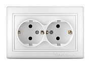 Розетка 2-ая с/з белый СП, 16А, 220В (C0128) Севиль
