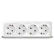 Розетка 4-ая с/з белый ОП 16А, 220В Олимп (1163)