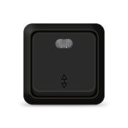 Выключатель 1кл. проходной с подсветкой черный ОП 10А, 220В Олимп