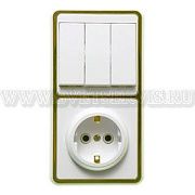 Блок комб. СП (3кл. выкл + розетка с/з) с ЗОЛОТОМ Бэлла БКВР-033з