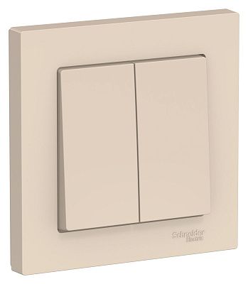 Выключатель 2кл. бежевый СП, 10А (в сборе) ATLAS
