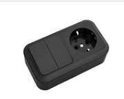 Блок комб. ОП гориз. ( 2кл. выкл.+ розетка с/з) черный Пралеска (2В-РЦ-529Ч)