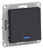 Выключатель 1кл. с подсветкой карбон СП, 10А (механизм) ATLAS