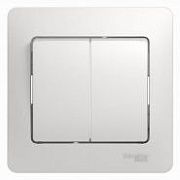 Выключатель 2кл белый СП, 10А ( в сборе с рамкой) GLOSSA