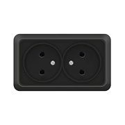 Розетка 2-ая б/з черный ОП 16А, 220В Олимп