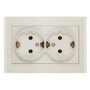 Розетка 2-ая с/з слон. кость СП, 16А, 220В (7948752) Бриллиант