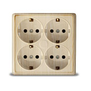 Розетка 4-ая квадратная с/з СОСНА ОП 16А, 220В Олимп (1177)
