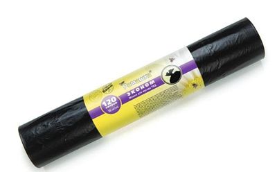 Мешки для мусора 120л РОМАШКА ЭКОНОМ, ПВД, р-р 70х110, 25мкр, аромат - ваниль, черные (рулон 25шт)