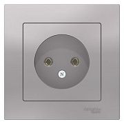 Розетка б/з алюминий СП, 16А (в сборе) ATLAS